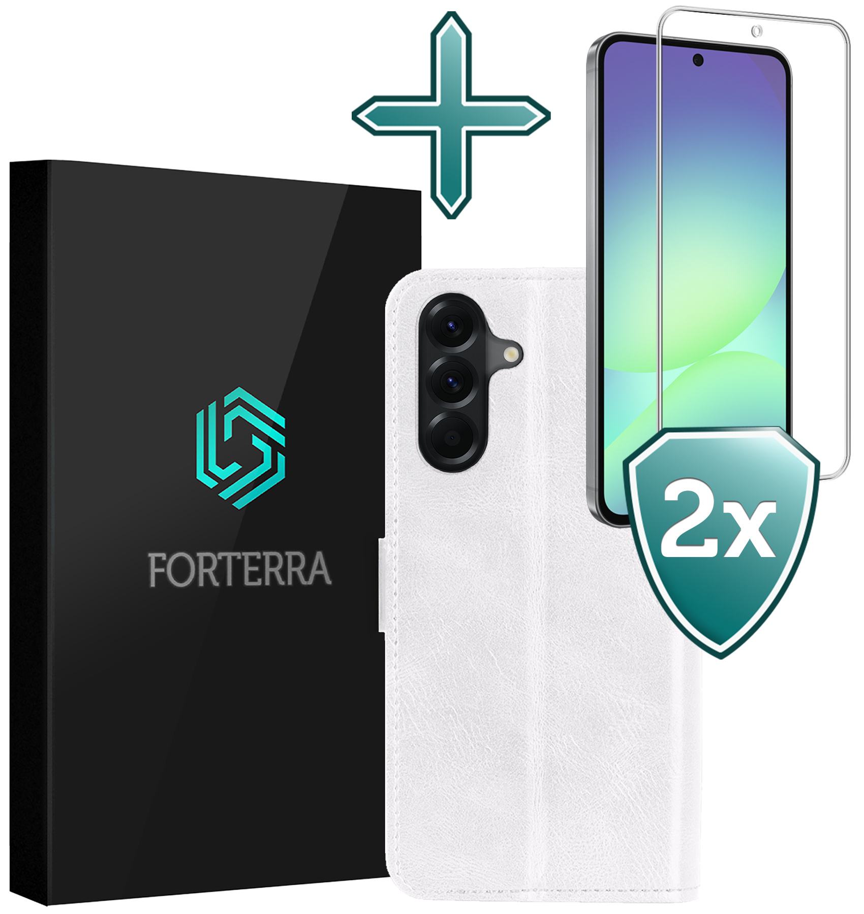 Forterra Forterra Samsung Galaxy A56 Hoesje Bookcase Met 2x Screenprotector - Wit