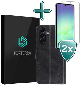 Forterra Forterra Samsung Galaxy A56 Hoesje Bookcase Met 2x Screenprotector - Zwart