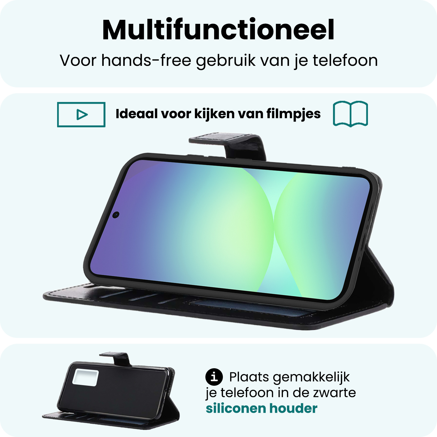 Forterra Forterra Samsung Galaxy A56 Hoesje Bookcase Met 2x Screenprotector - Zwart