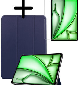 BASEY. BASEY. iPad Air 7 (13 inch) Hoesje Met Screenprotector - Donkerblauw