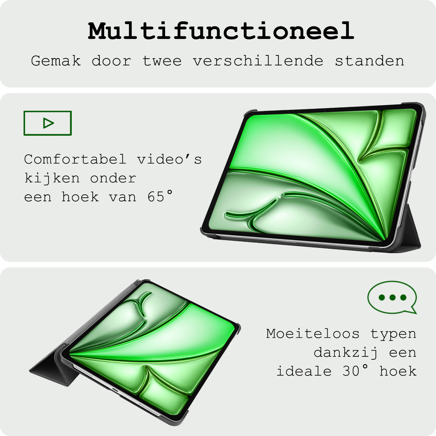 BASEY. BASEY. iPad Air 7 (13 inch) Hoesje Met Screenprotector - Grijs