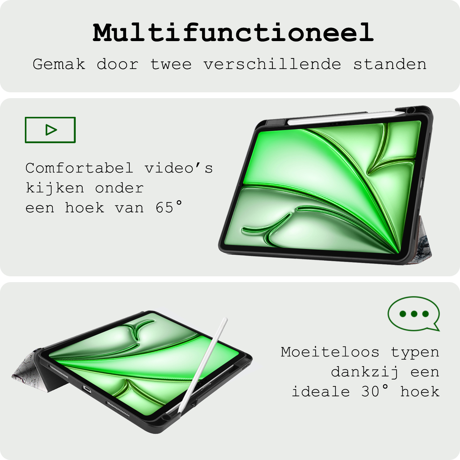 BASEY. BASEY. iPad Air 7 (13 inch) Hoesje Met Uitsparing Apple Pencil - Eiffeltoren