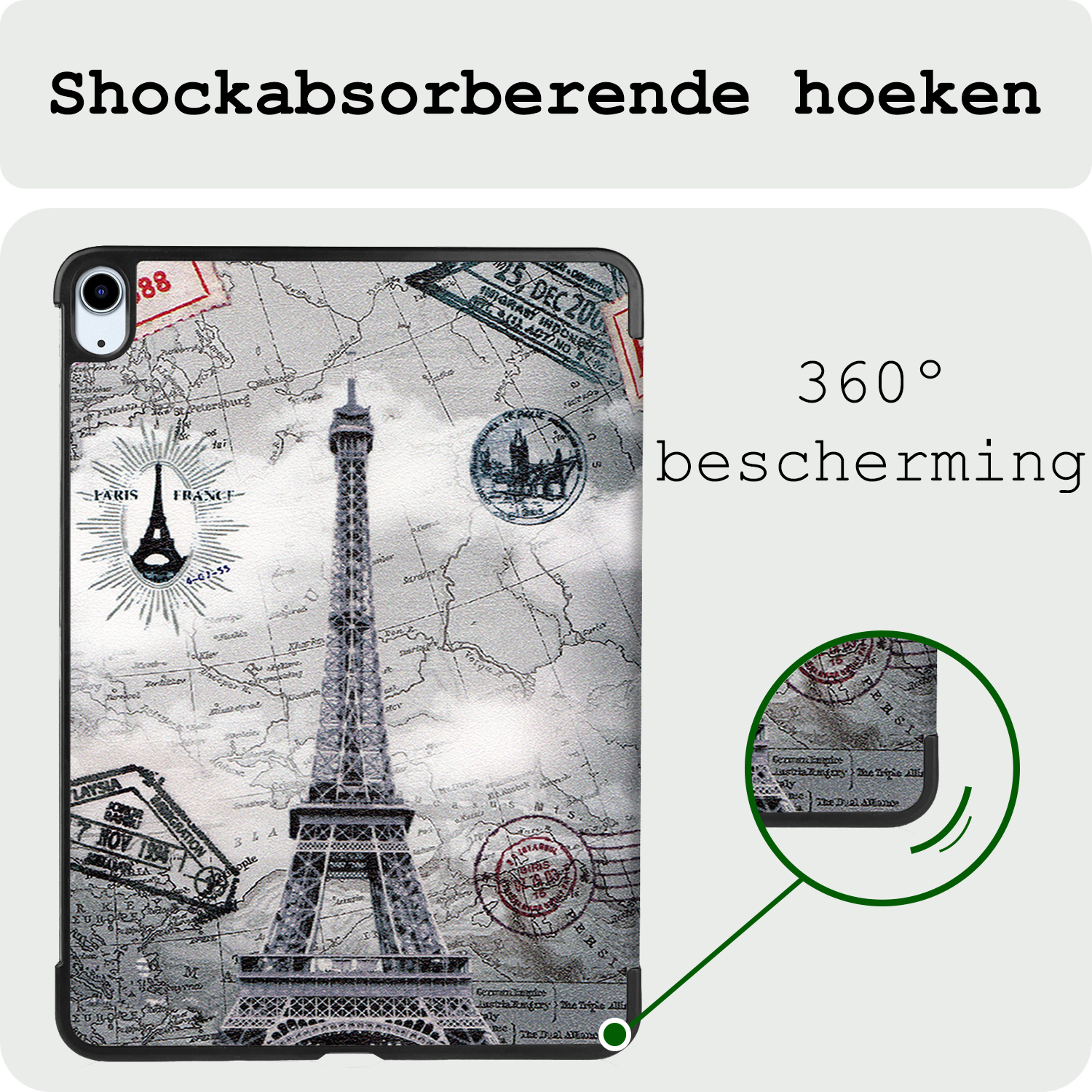 BASEY. BASEY. iPad Air 7 (13 inch) Hoesje Met Uitsparing Apple Pencil - Eiffeltoren