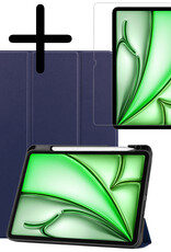 BASEY. BASEY. iPad Air 7 (13 inch) Hoesje Met Uitsparing Apple Pencil Met Screenprotector - Donkerblauw