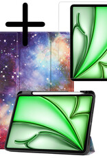 BASEY. BASEY. iPad Air 7 (13 inch) Hoesje Met Uitsparing Apple Pencil Met Screenprotector - Galaxy