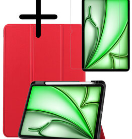 BASEY. BASEY. iPad Air 7 (13 inch) Hoesje Met Uitsparing Apple Pencil Met Screenprotector - Rood