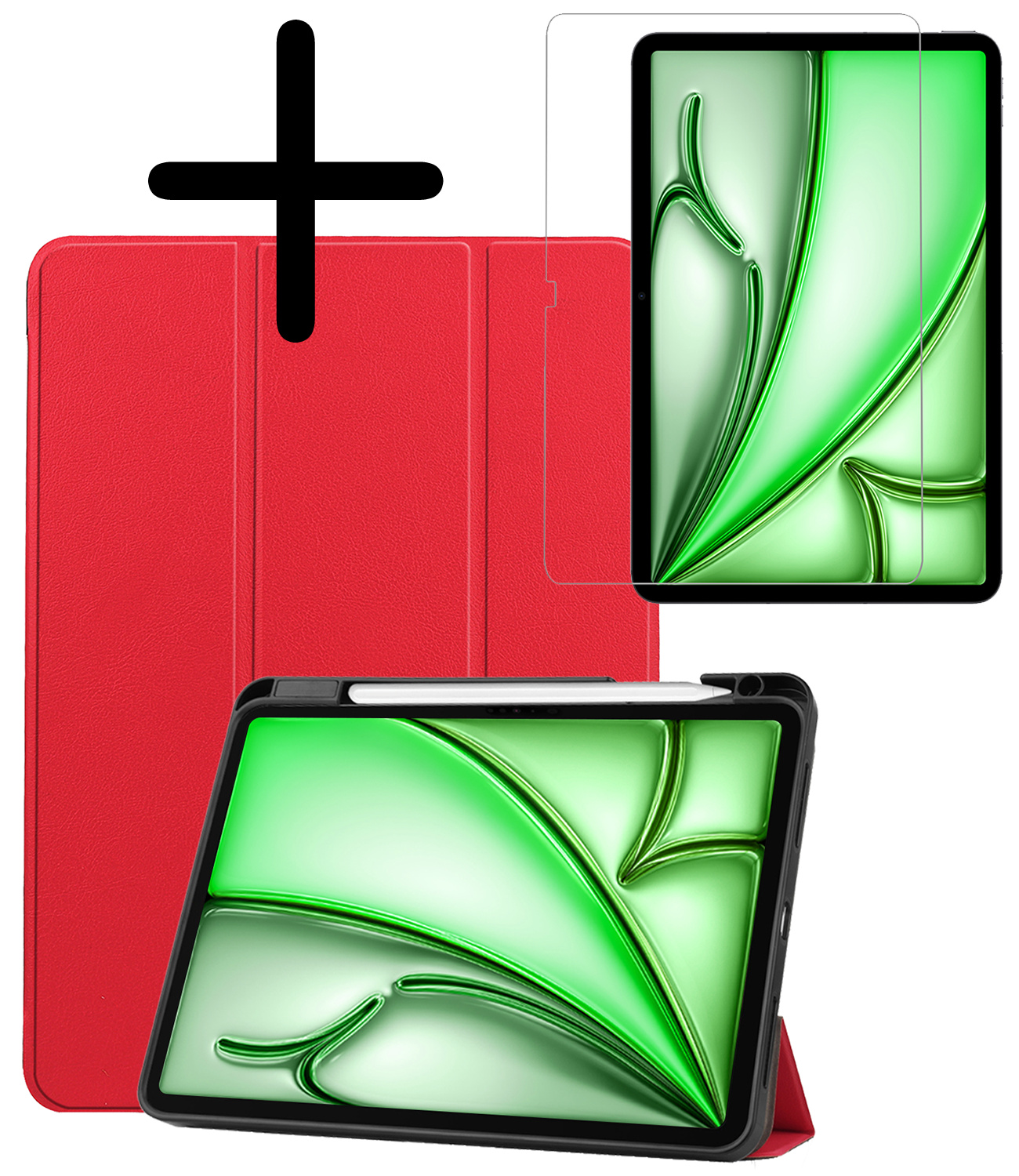 BASEY. BASEY. iPad Air 7 (13 inch) Hoesje Met Uitsparing Apple Pencil Met Screenprotector - Rood