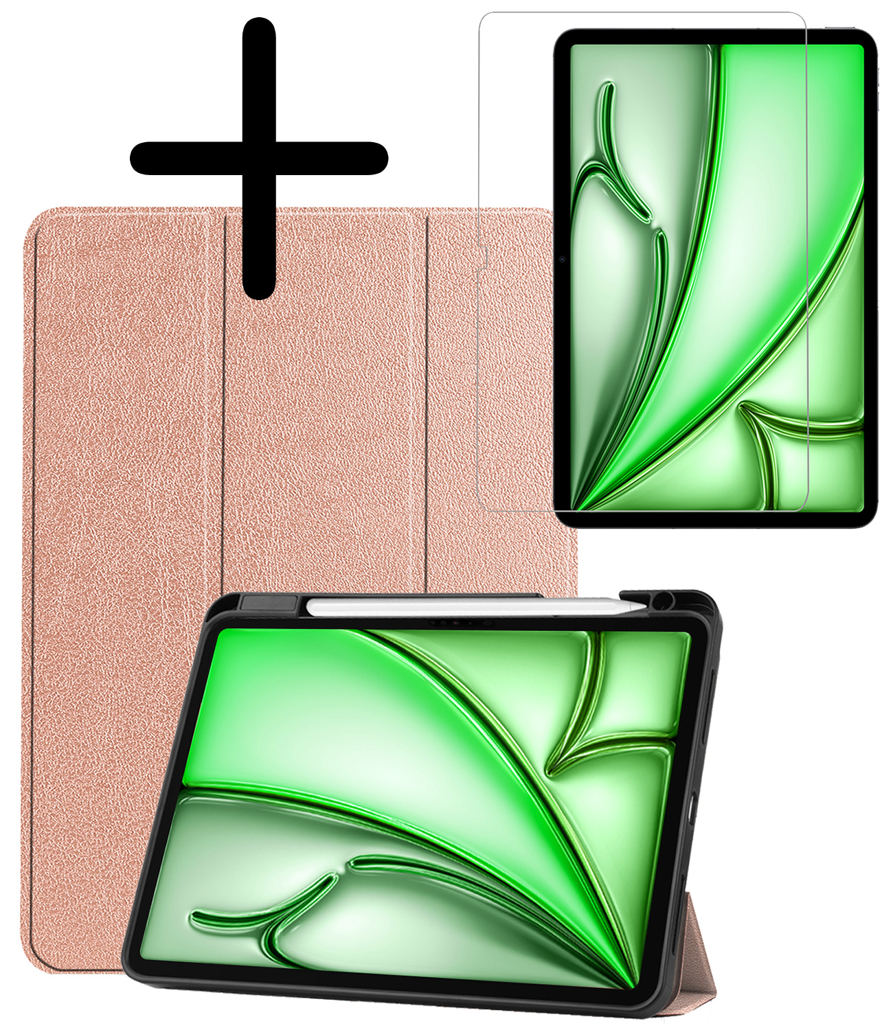 BASEY. BASEY. iPad Air 7 (13 inch) Hoesje Met Uitsparing Apple Pencil Met Screenprotector - Rose Goud