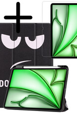 BASEY. BASEY. iPad Air 7 (13 inch) Hoesje Met Uitsparing Apple Pencil Met Screenprotector - Don't Touch