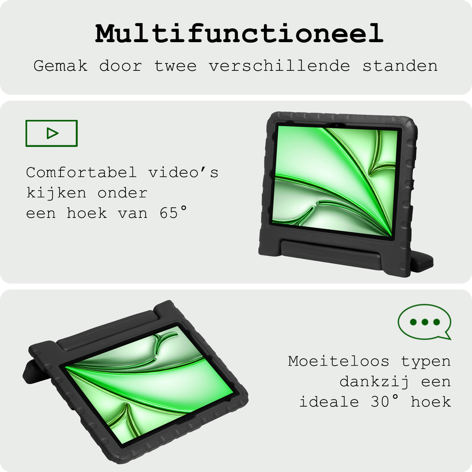 BASEY. BASEY. iPad Air 7 (13 inch) Kinderhoes Met Screenprotector - Zwart