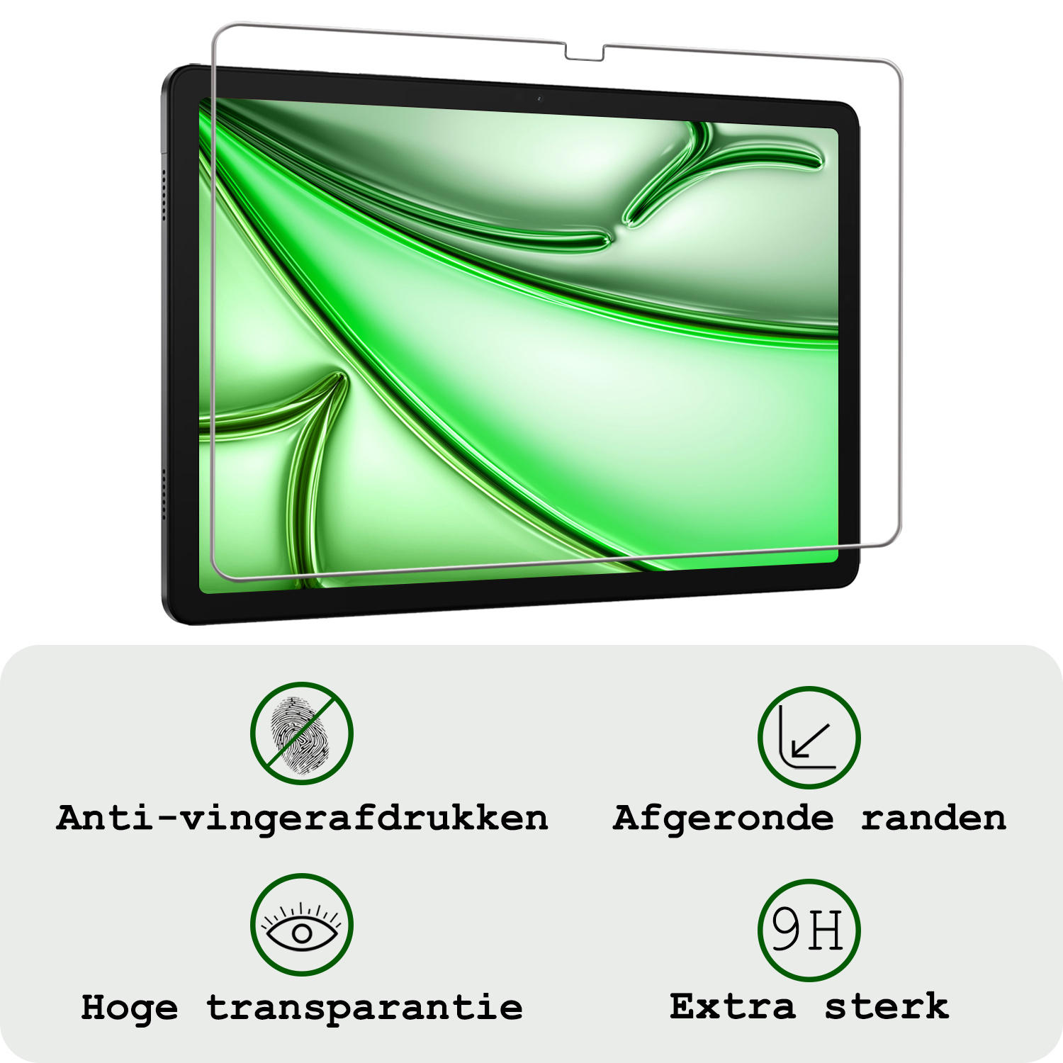 BASEY. BASEY. iPad Air 7 (13 inch) Kinderhoes Met 2x Screenprotector - Groen
