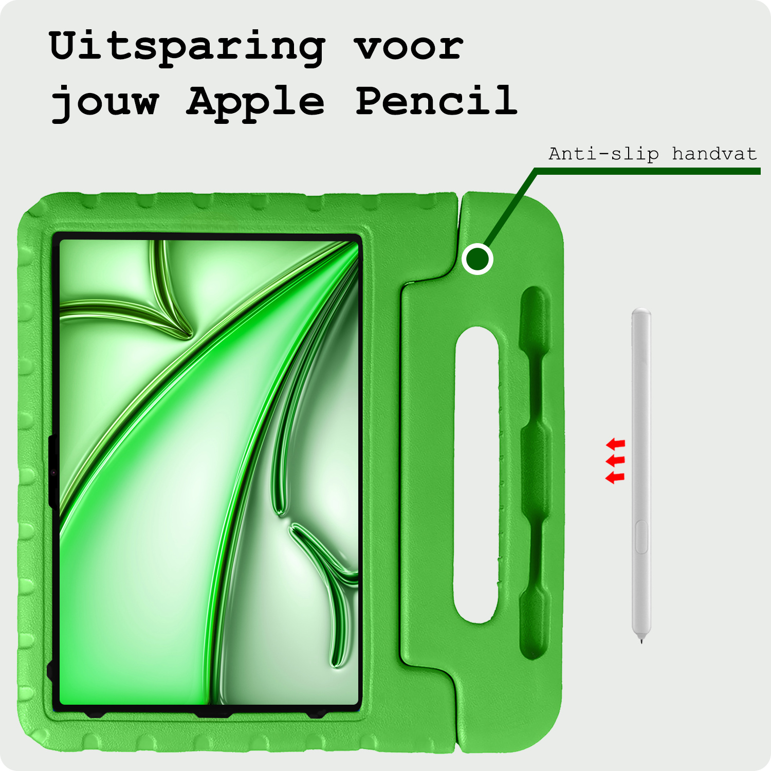 BASEY. BASEY. iPad Air 7 (13 inch) Kinderhoes Met 2x Screenprotector - Groen