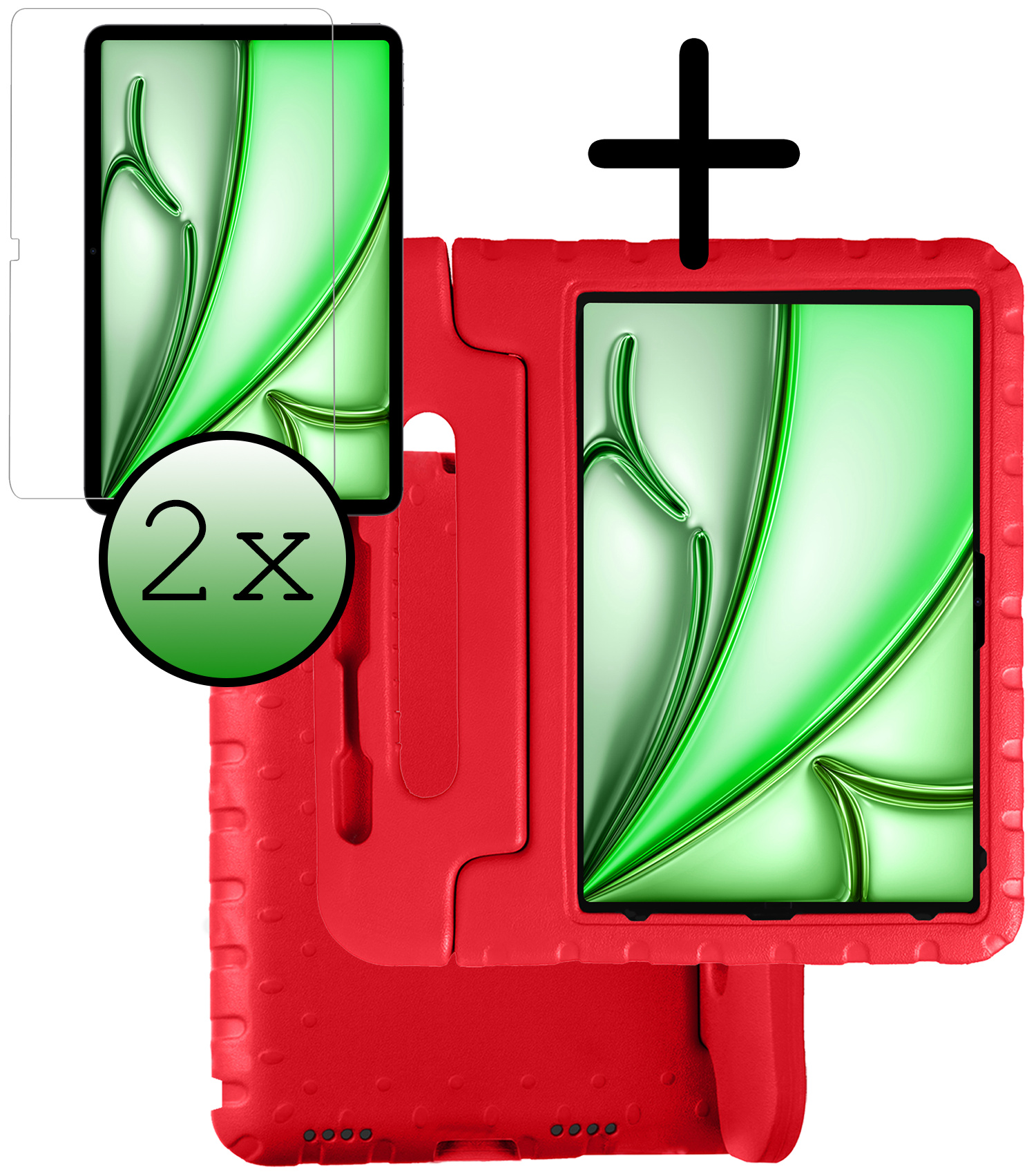 BASEY. BASEY. iPad Air 7 (13 inch) Kinderhoes Met 2x Screenprotector - Rood