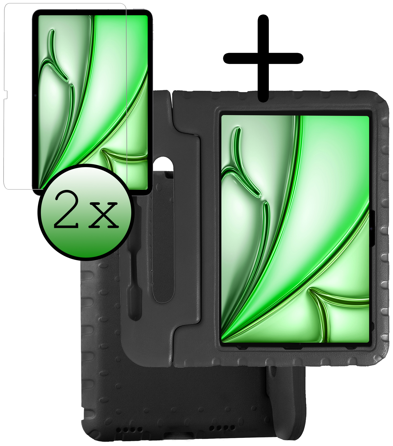 BASEY. BASEY. iPad Air 7 (13 inch) Kinderhoes Met 2x Screenprotector - Zwart