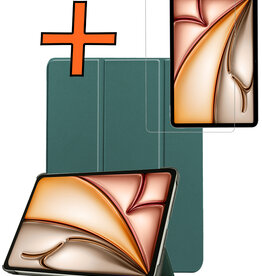 Nomfy Nomfy iPad Air 7 (13 inch) Hoesje Met Screenprotector - Donkergroen