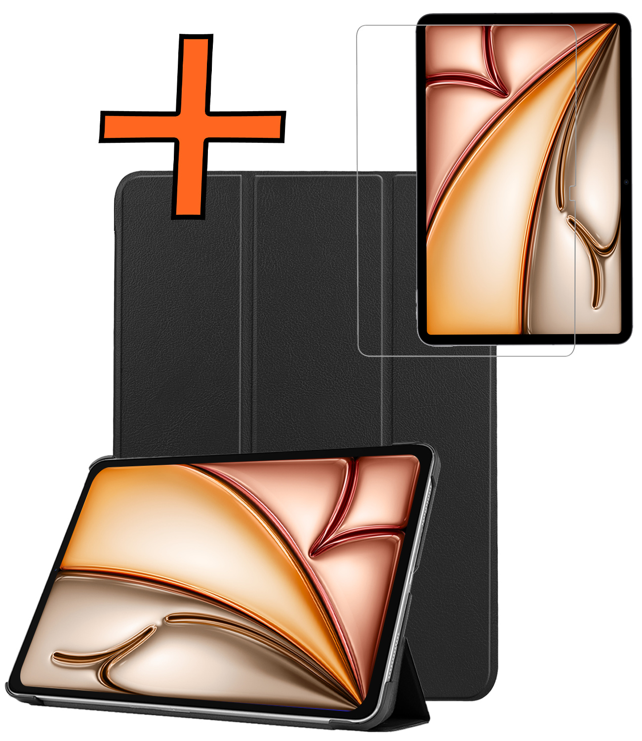 Nomfy Nomfy iPad Air 7 (13 inch) Hoesje Met Screenprotector - Zwart