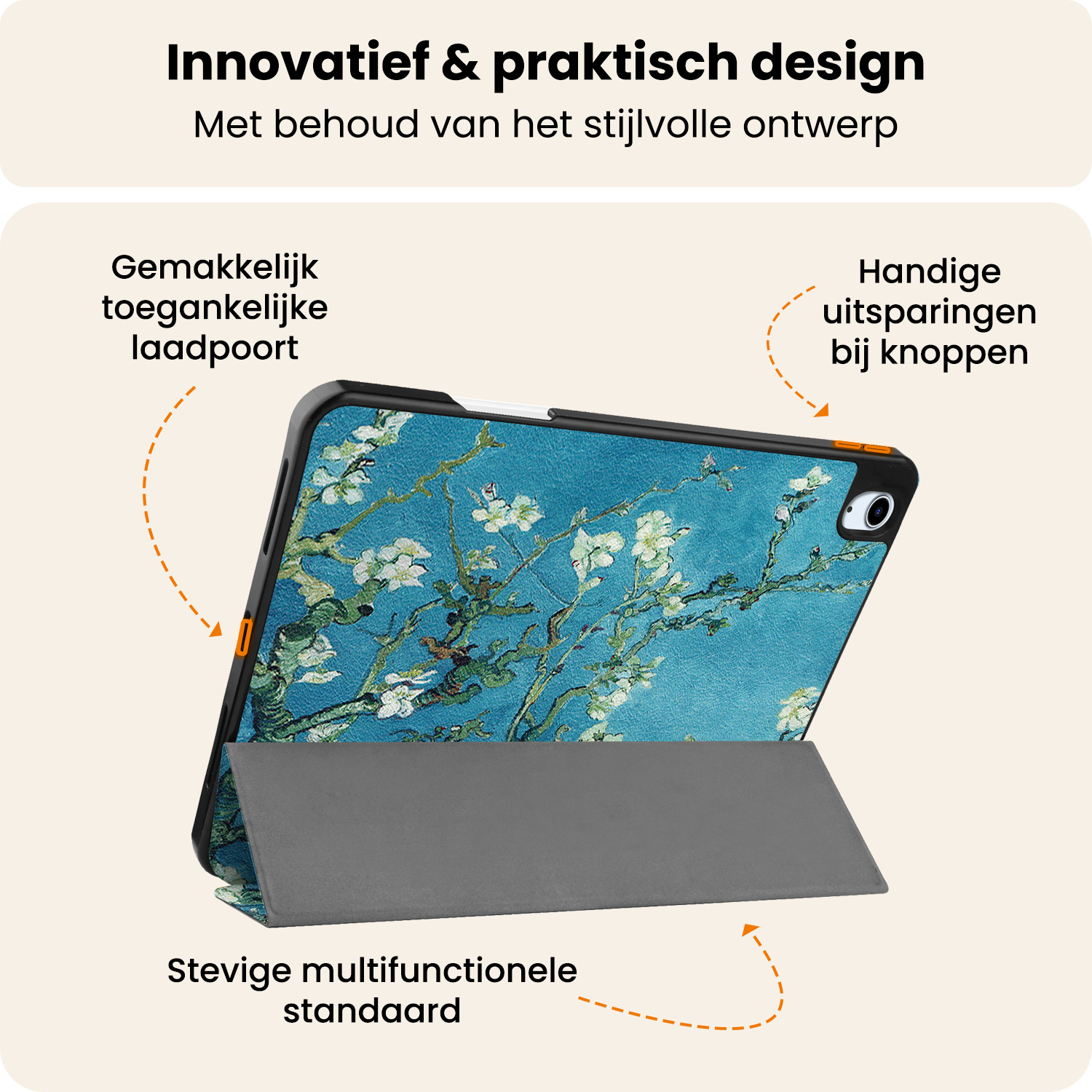 Nomfy Nomfy iPad Air 7 (13 inch) Hoesje Met Uitsparing Apple Pencil - Bloemen