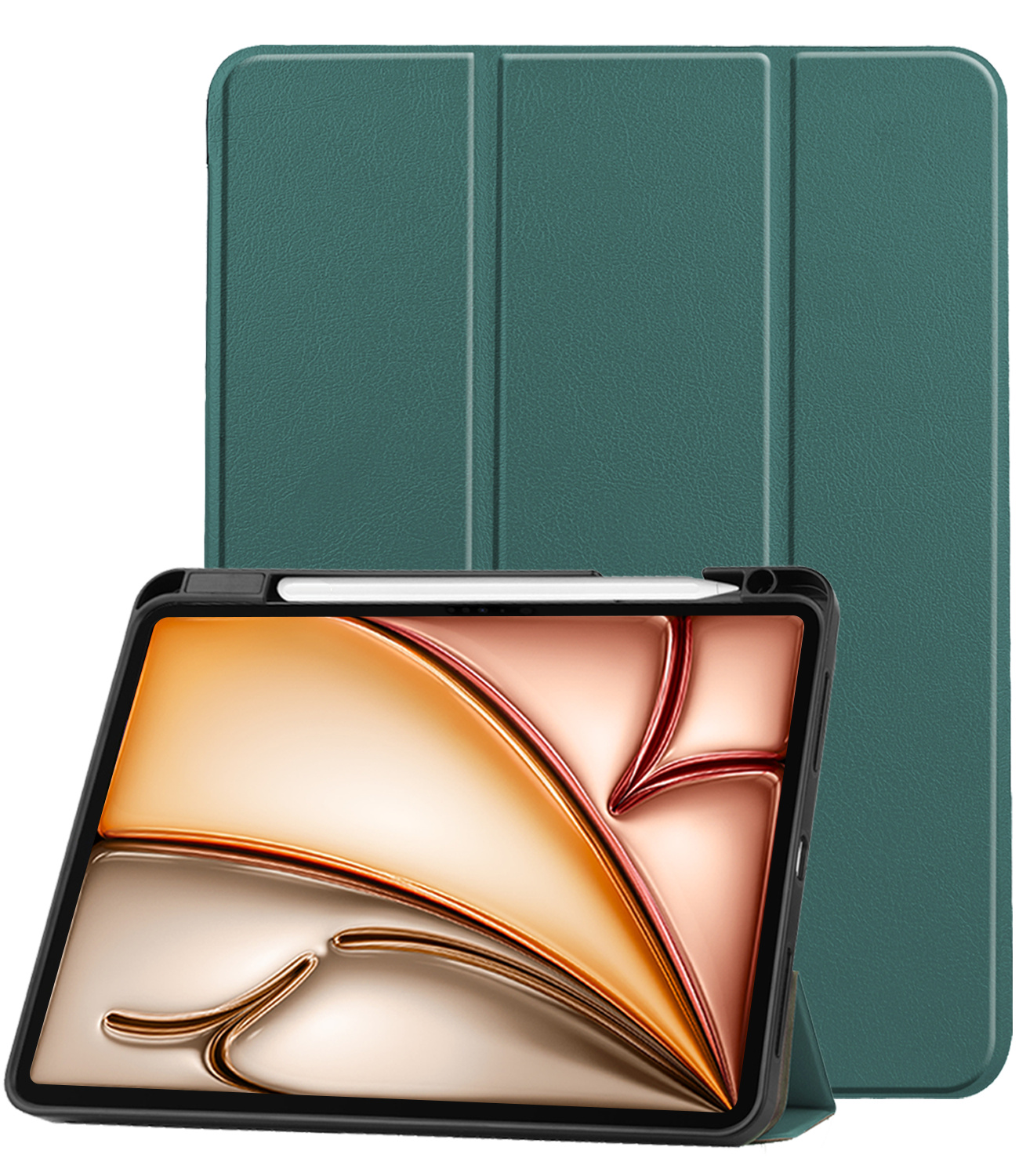 Nomfy Nomfy iPad Air 7 (13 inch) Hoesje Met Uitsparing Apple Pencil - Donkergroen