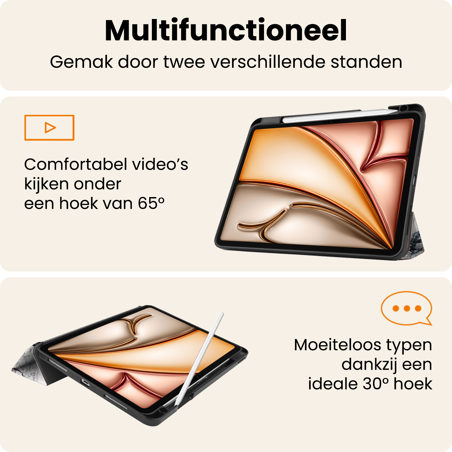 Nomfy Nomfy iPad Air 7 (13 inch) Hoesje Met Uitsparing Apple Pencil Met Screenprotector - Eiffeltoren