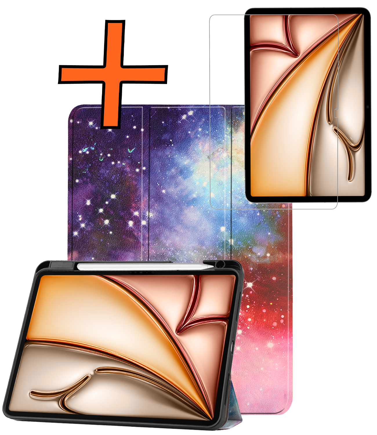 Nomfy Nomfy iPad Air 7 (13 inch) Hoesje Met Uitsparing Apple Pencil Met Screenprotector - Galaxy