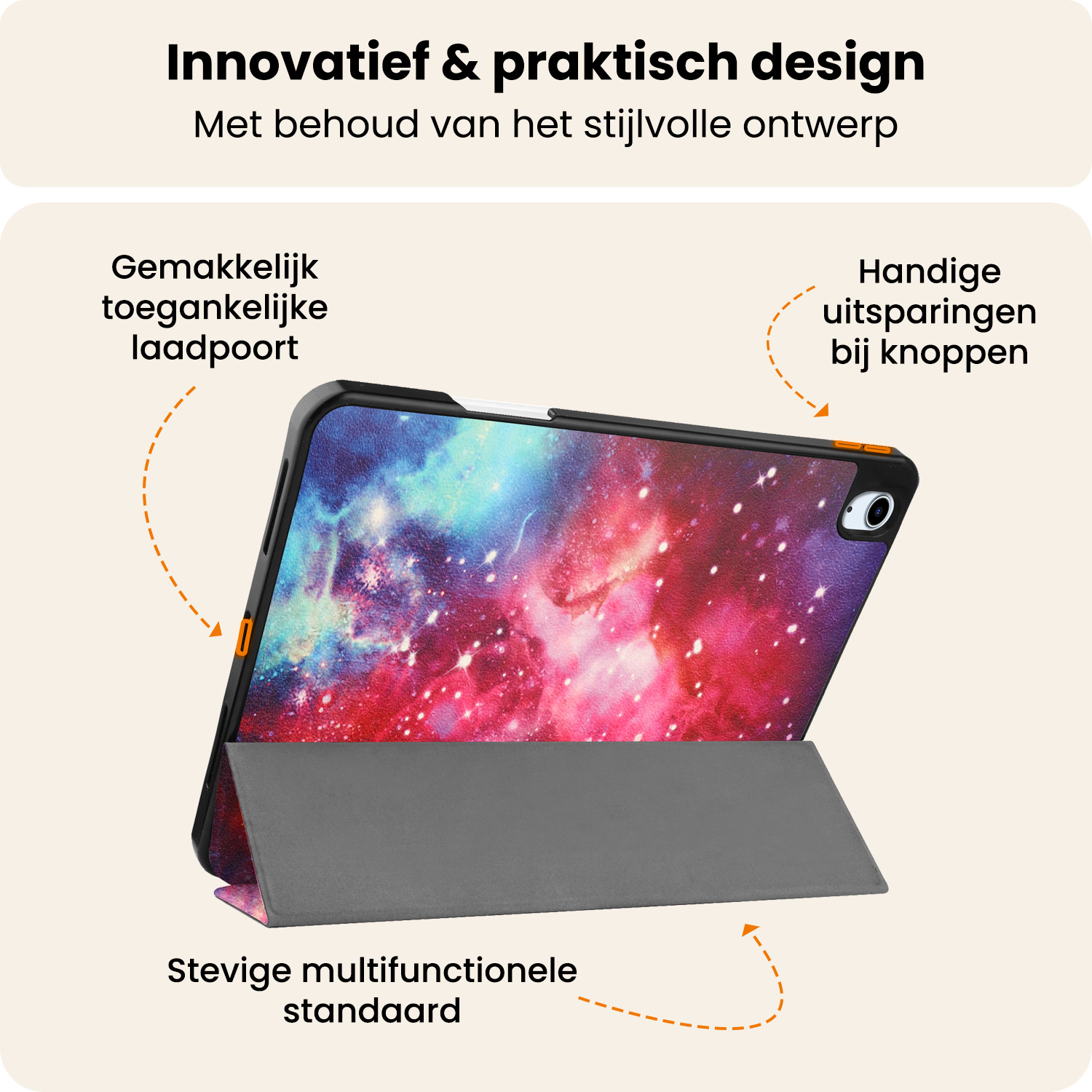 Nomfy Nomfy iPad Air 7 (13 inch) Hoesje Met Uitsparing Apple Pencil Met Screenprotector - Galaxy