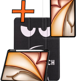 Nomfy Nomfy iPad Air 7 (13 inch) Hoesje Met Uitsparing Apple Pencil Met Screenprotector - Don't Touch