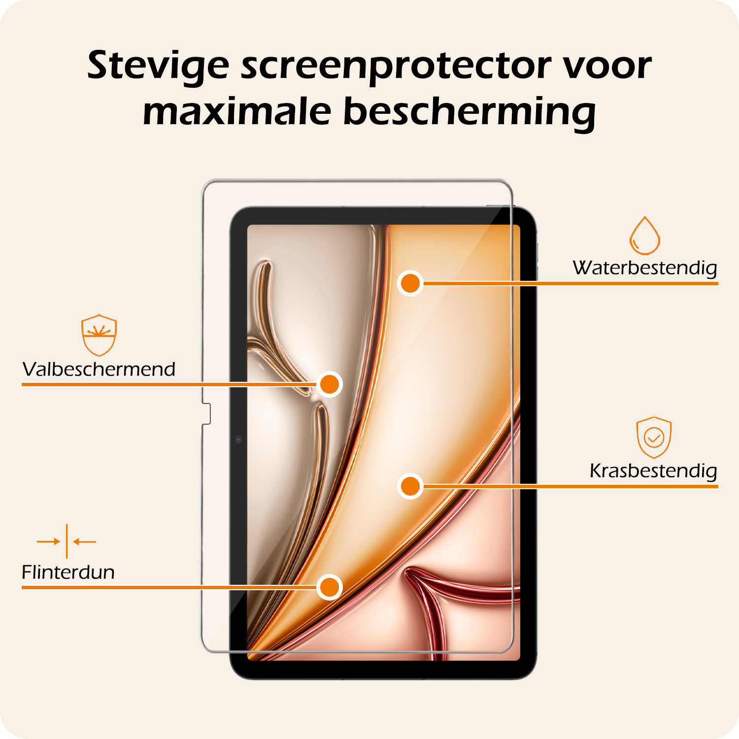 Nomfy Nomfy iPad Air 7 (13 inch) Hoesje Met Uitsparing Apple Pencil Met Screenprotector - Don't Touch