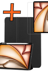 Nomfy Nomfy iPad Air 7 (13 inch) Hoesje Met Uitsparing Apple Pencil Met Screenprotector - Zwart