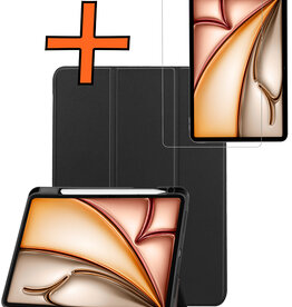Nomfy Nomfy iPad Air 7 (13 inch) Hoesje Met Uitsparing Apple Pencil Met Screenprotector - Zwart