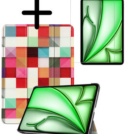 BASEY. BASEY. iPad Air 7 (11 inch) Hoesje Met Screenprotector - Blokken