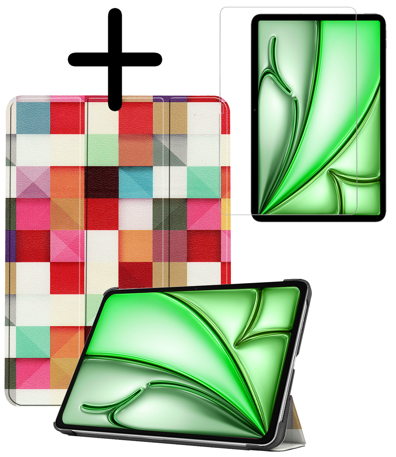 BASEY. BASEY. iPad Air 7 (11 inch) Hoesje Met Screenprotector - Blokken