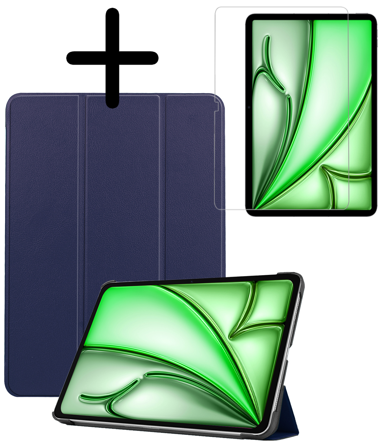 BASEY. BASEY. iPad Air 7 (11 inch) Hoesje Met Screenprotector - Donkerblauw
