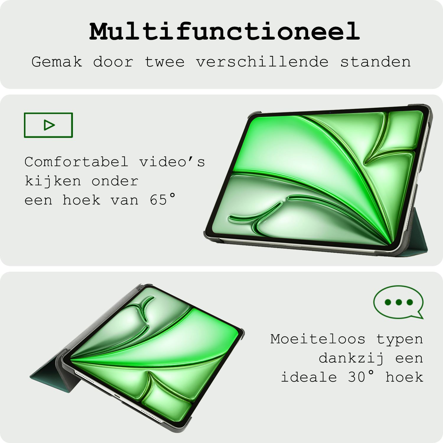 BASEY. BASEY. iPad Air 7 (11 inch) Hoesje Met Screenprotector - Donkergroen