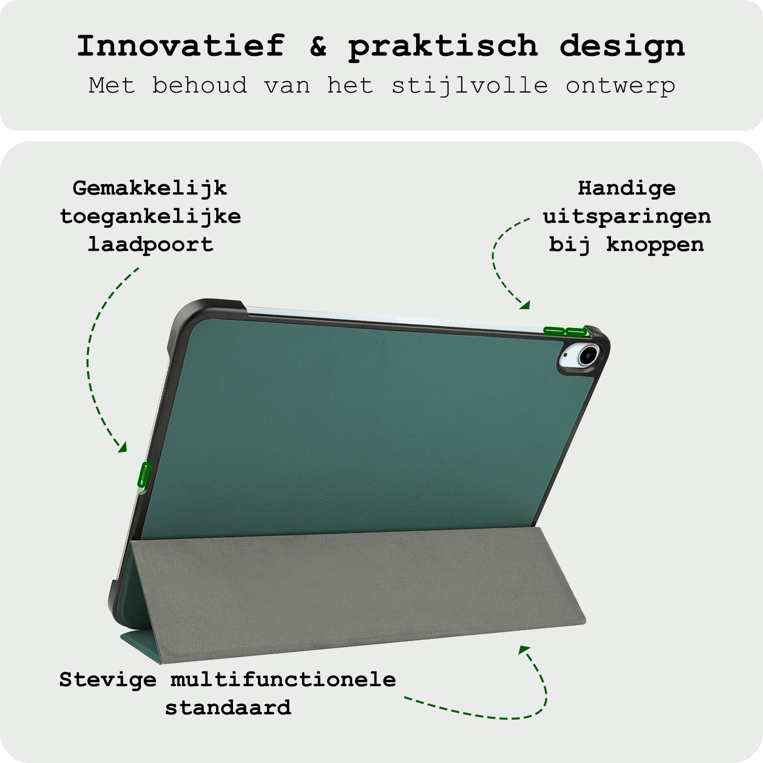 BASEY. BASEY. iPad Air 7 (11 inch) Hoesje Met Screenprotector - Donkergroen