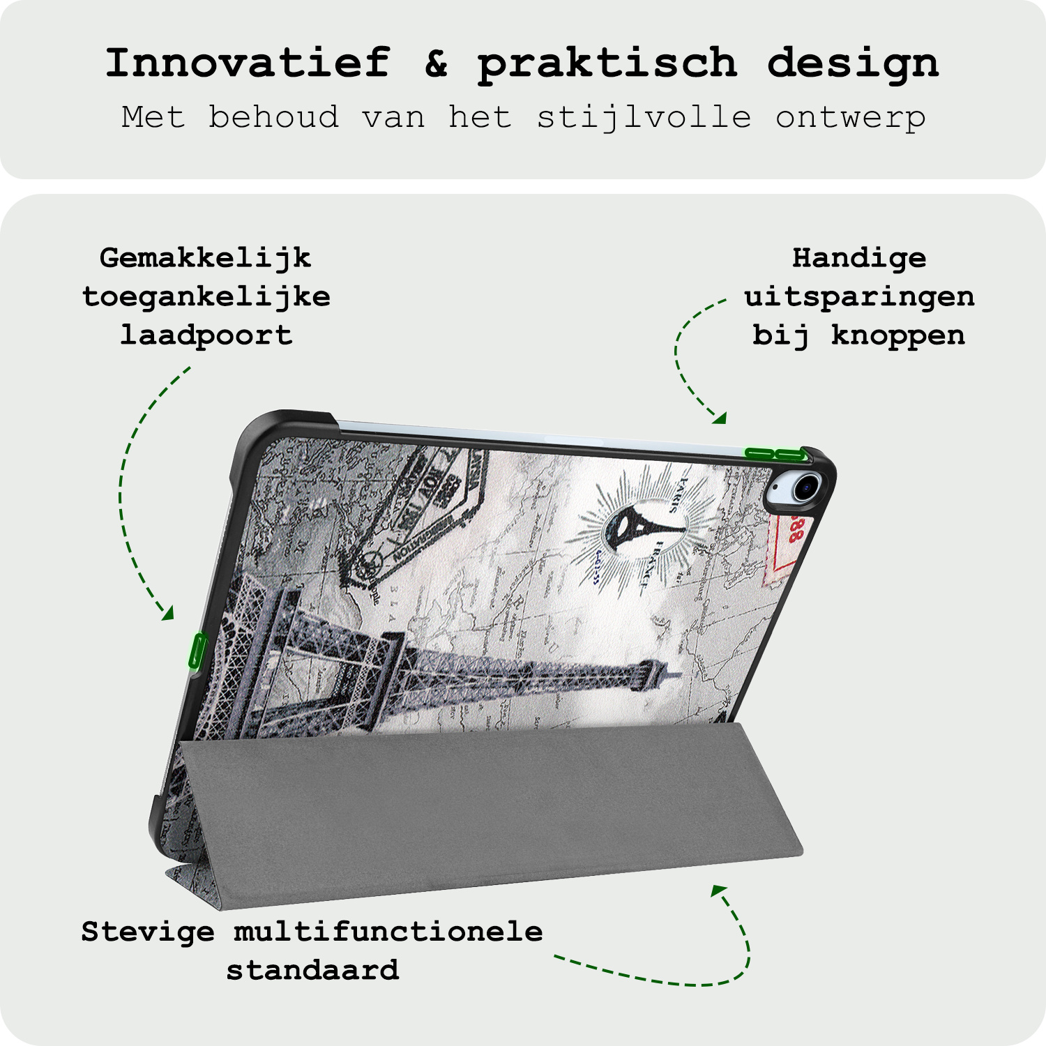 BASEY. BASEY. iPad Air 7 (11 inch) Hoesje Met Screenprotector - Eiffeltoren