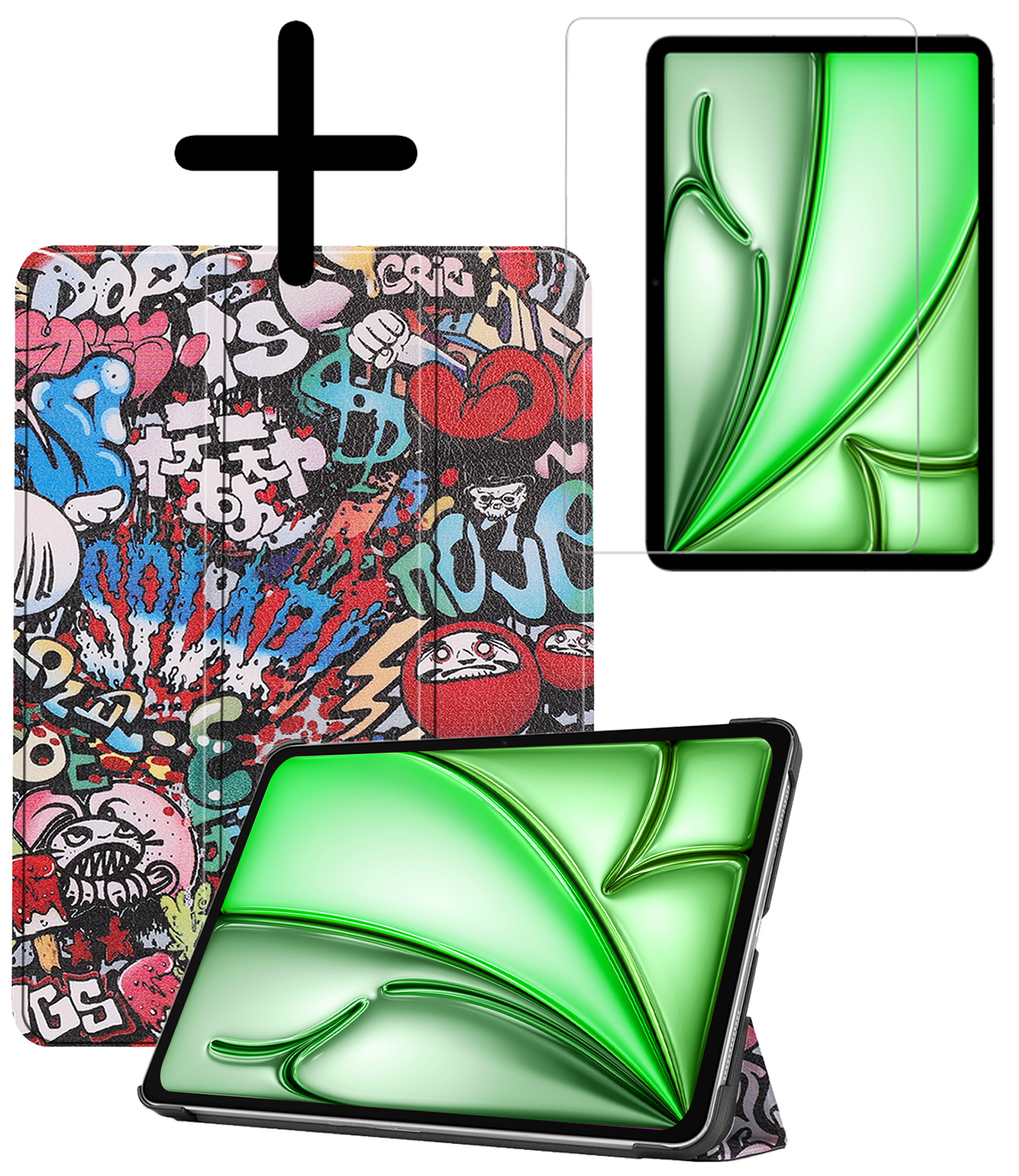 BASEY. BASEY. iPad Air 7 (11 inch) Hoesje Met Screenprotector - Graffity