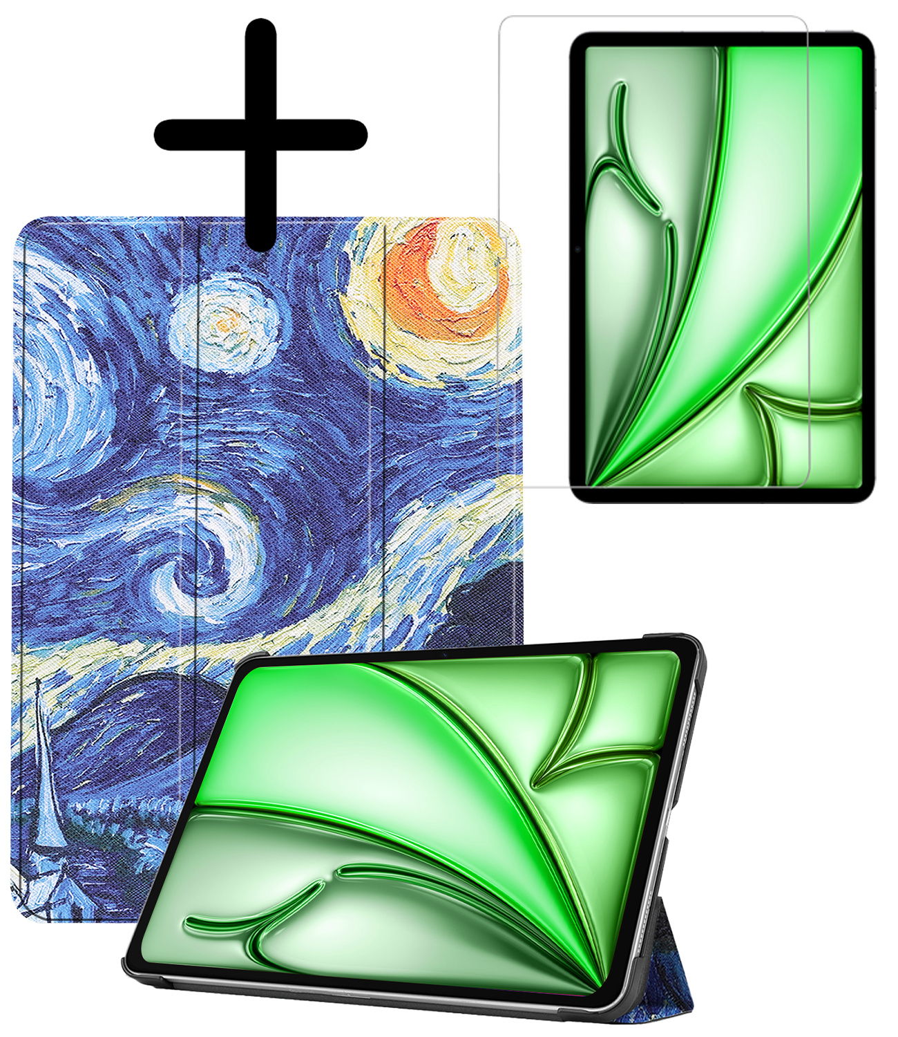 BASEY. BASEY. iPad Air 7 (11 inch) Hoesje Met Screenprotector - Sterrenhemel