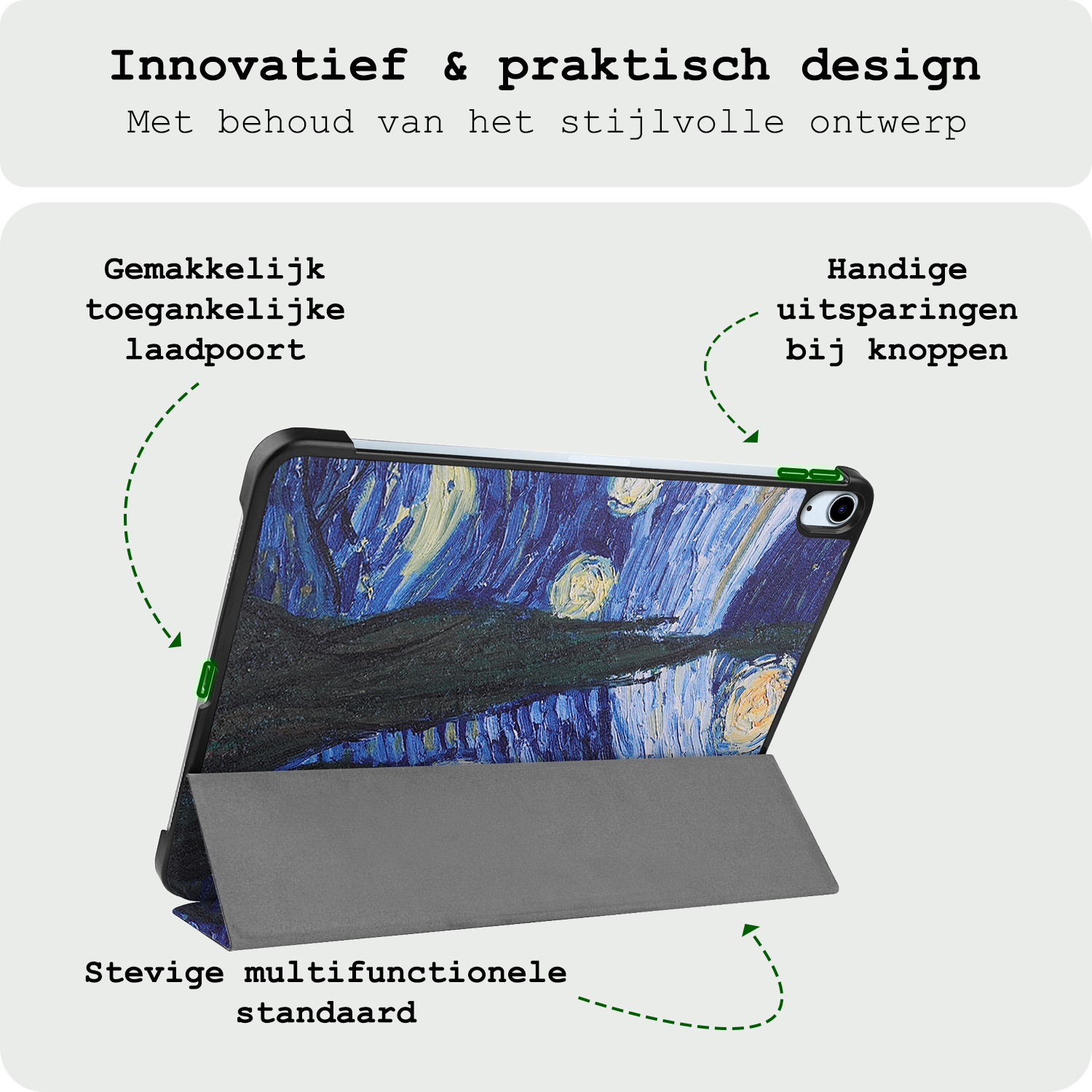 BASEY. BASEY. iPad Air 7 (11 inch) Hoesje Met Screenprotector - Sterrenhemel