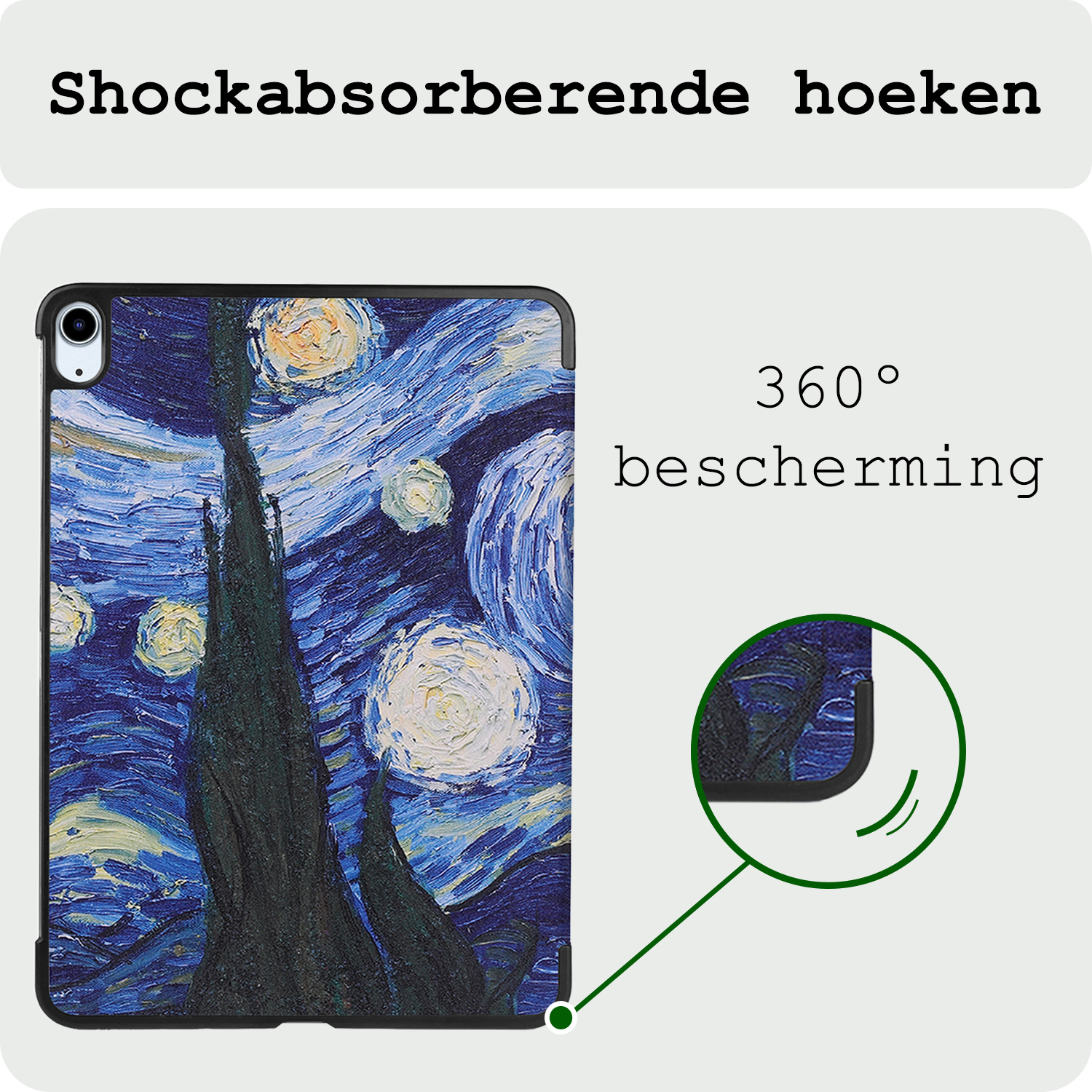 BASEY. BASEY. iPad Air 7 (11 inch) Hoesje Met Screenprotector - Sterrenhemel