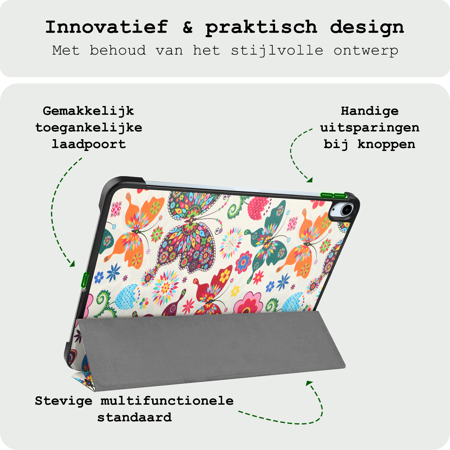 BASEY. BASEY. iPad Air 7 (11 inch) Hoesje Met Screenprotector - Vlinders