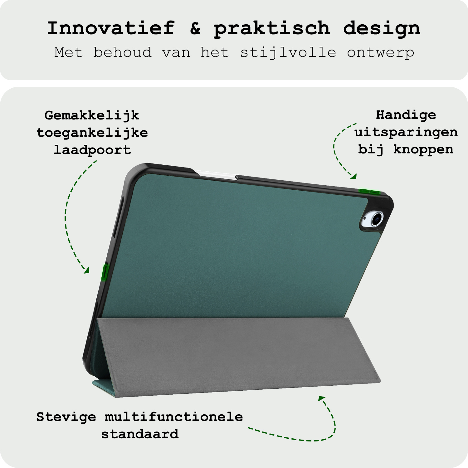 BASEY. BASEY. iPad Air 7 (11 inch) Hoesje Met Uitsparing Apple Pencil - Donkergroen