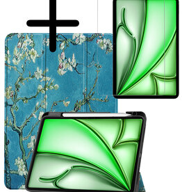 BASEY. BASEY. iPad Air 7 (11 inch) Hoesje Met Uitsparing Apple Pencil Met Screenprotector - Bloemen