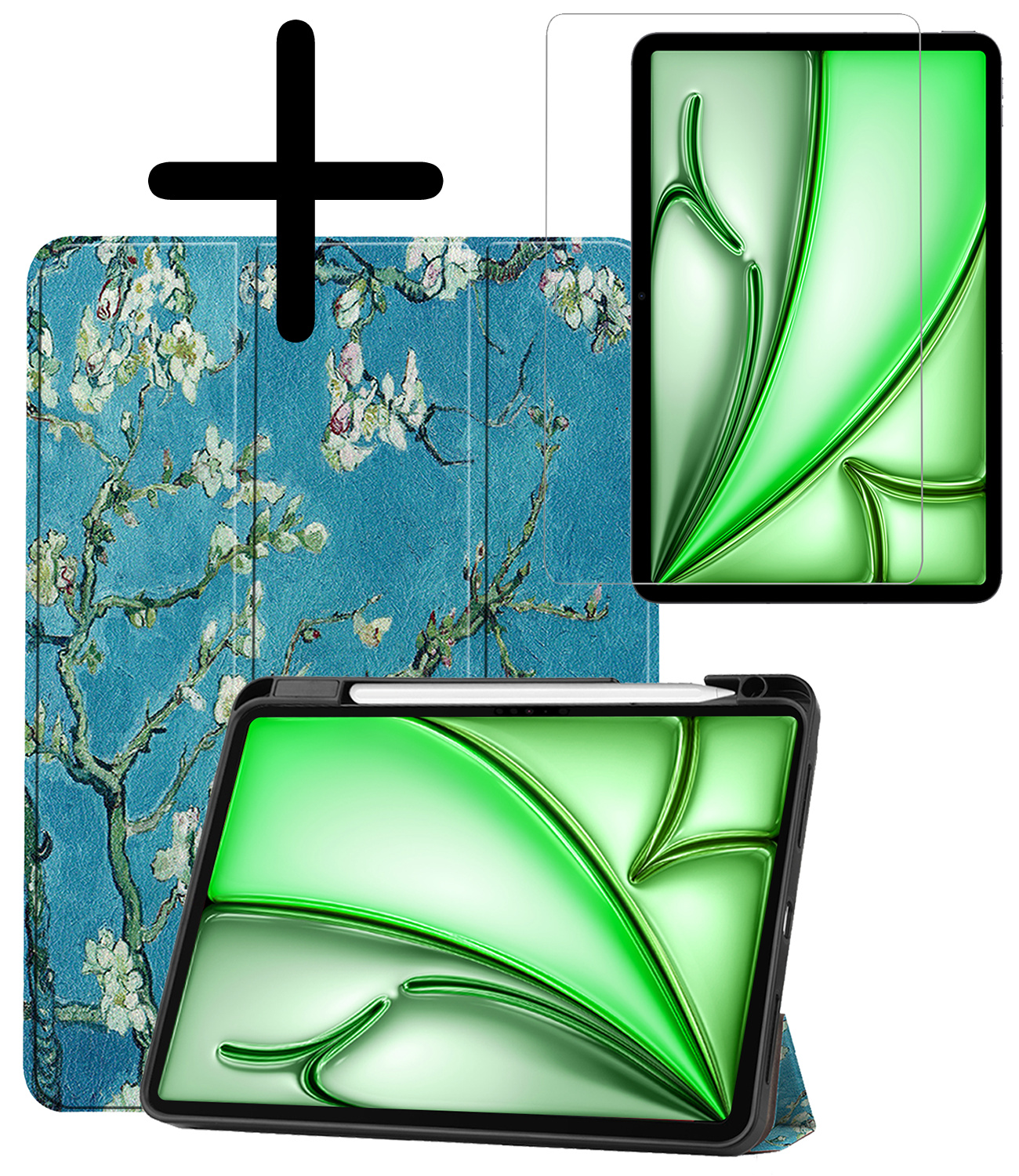 BASEY. BASEY. iPad Air 7 (11 inch) Hoesje Met Uitsparing Apple Pencil Met Screenprotector - Bloemen