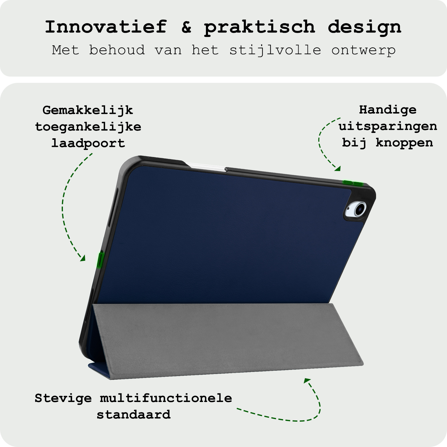 BASEY. BASEY. iPad Air 7 (11 inch) Hoesje Met Uitsparing Apple Pencil Met Screenprotector - Donkerblauw