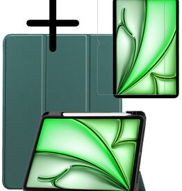 BASEY. BASEY. iPad Air 7 (11 inch) Hoesje Met Uitsparing Apple Pencil Met Screenprotector - Donkergroen