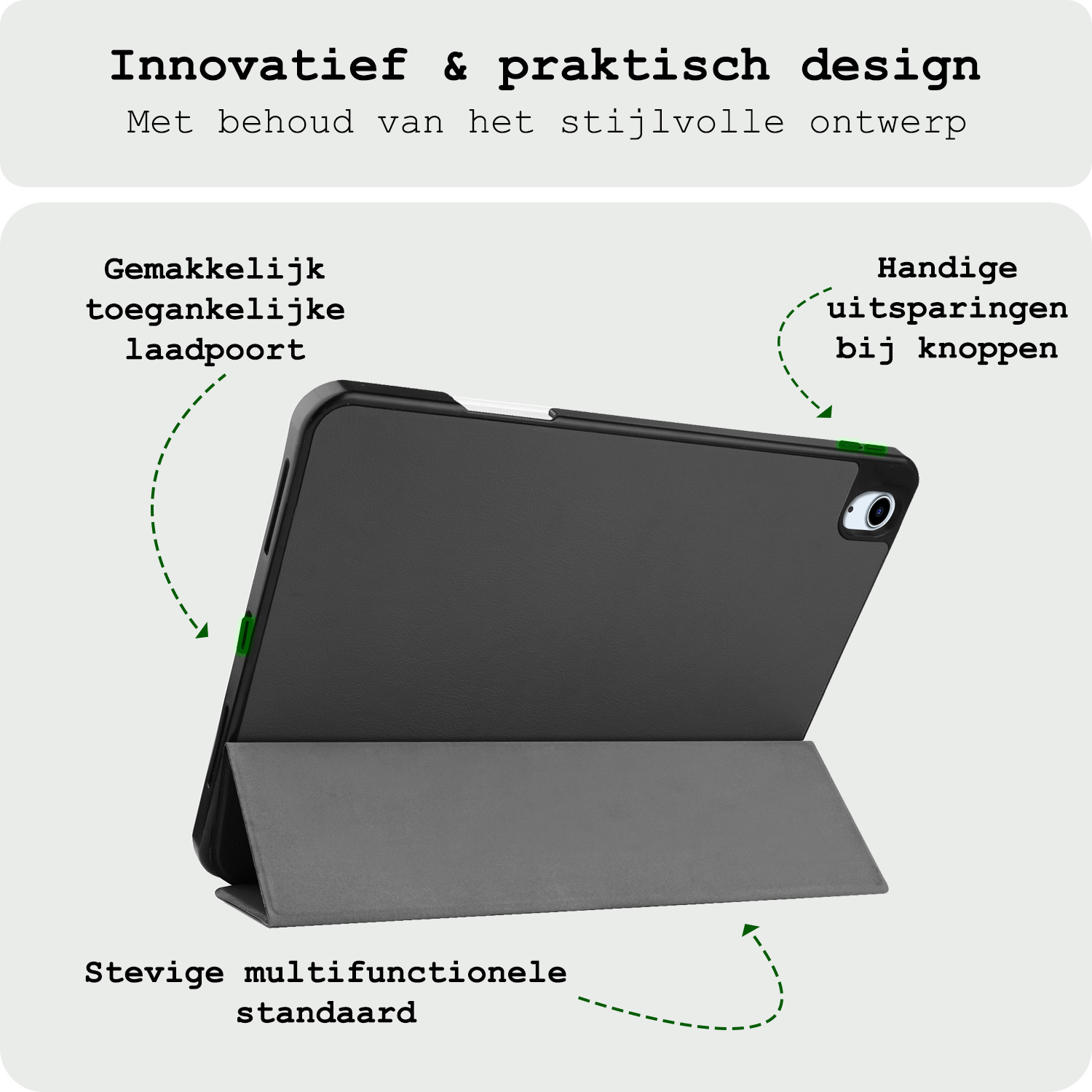 BASEY. BASEY. iPad Air 7 (11 inch) Hoesje Met Uitsparing Apple Pencil Met Screenprotector - Grijs