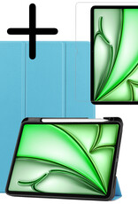BASEY. BASEY. iPad Air 7 (11 inch) Hoesje Met Uitsparing Apple Pencil Met Screenprotector - Lichtblauw