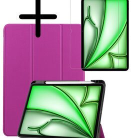 BASEY. BASEY. iPad Air 7 (11 inch) Hoesje Met Uitsparing Apple Pencil Met Screenprotector - Paars