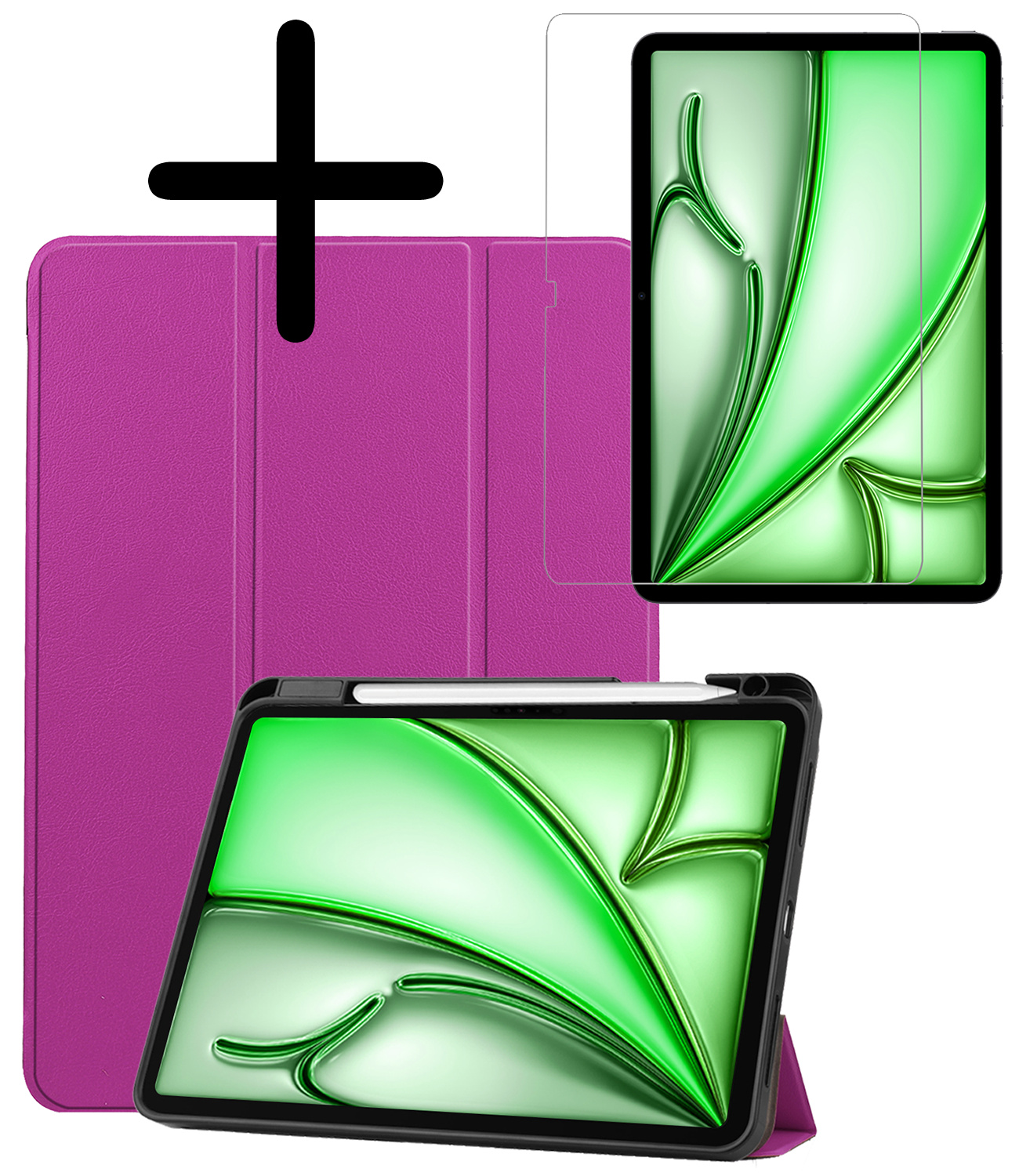 BASEY. BASEY. iPad Air 7 (11 inch) Hoesje Met Uitsparing Apple Pencil Met Screenprotector - Paars