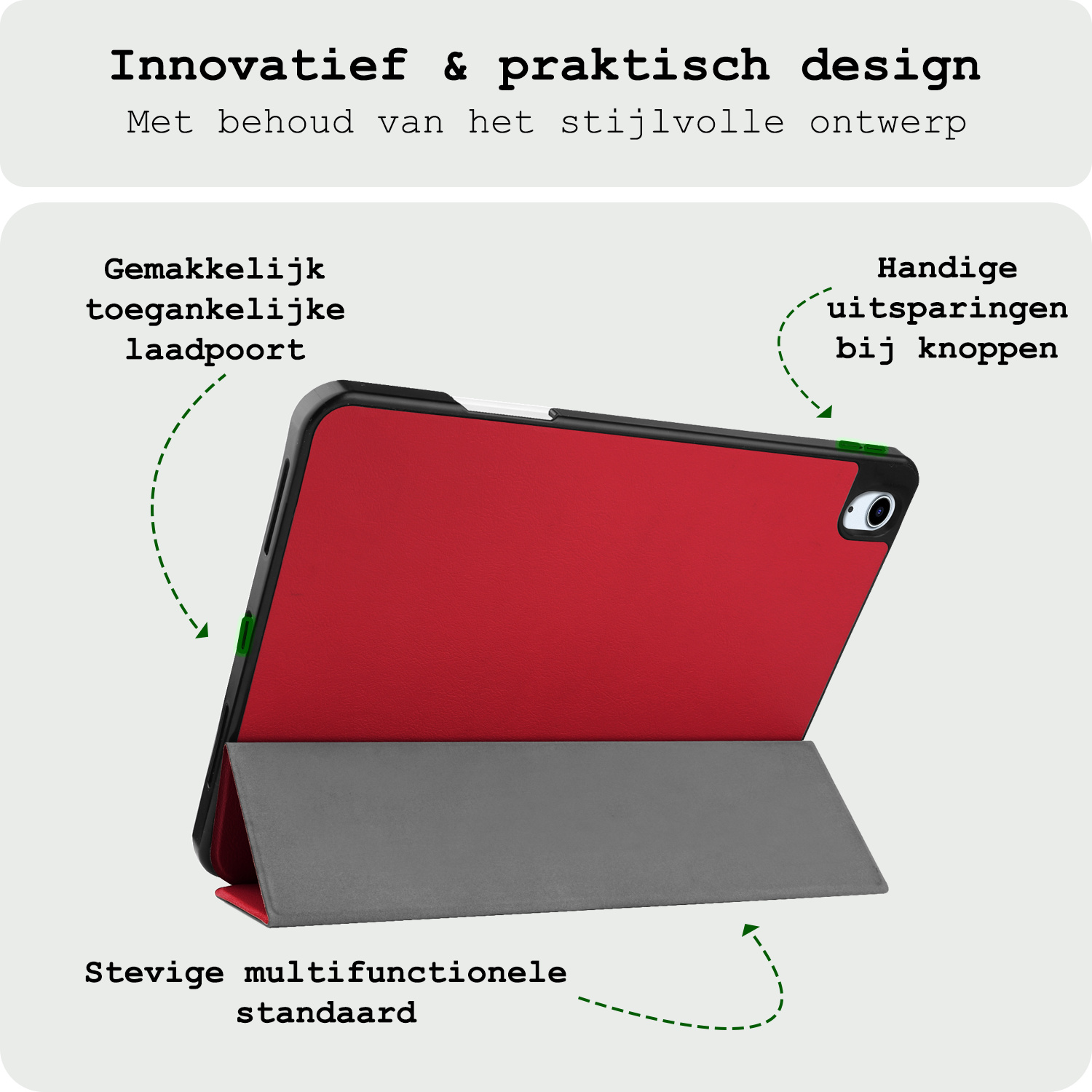 BASEY. BASEY. iPad Air 7 (11 inch) Hoesje Met Uitsparing Apple Pencil Met Screenprotector - Rood